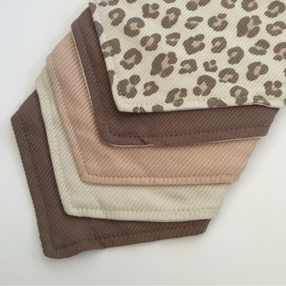 NEW Baby Bibs 5 Cotton Bandana Bibs Solid Colors and an Animal Print | ChickPea